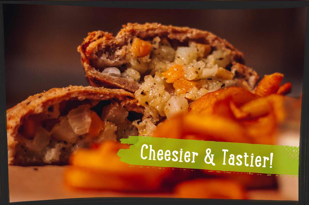 Cheese and onion pasty made with wholemeal pastry - Chunk of Devon
