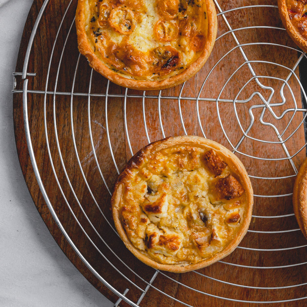 Caramelised Onion & Goats Cheese Quiches Box 8